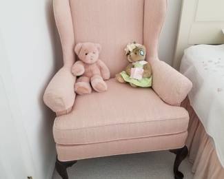 Pink wingback chair