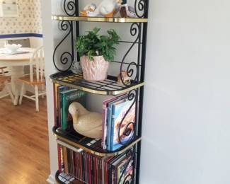 Bakers rack; extensive collection of cook books