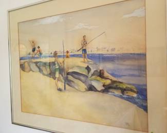 Vintage seashore watercolor