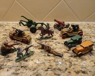 Tootsie Die Cast Buick Touring (1920)/Cast Metal Military/1930's Barclay Gun Trucks/Misc Lead Toys