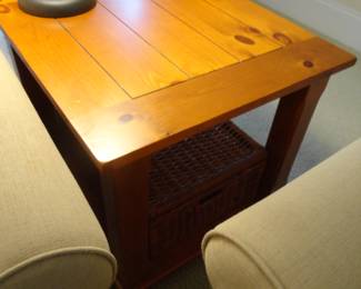 Pair of these side tables with basket storage