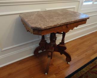 Eastlake Parlor Marble Top Walnut Table