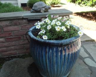 Fire Glazed Blue Planters 23" H x 16" W