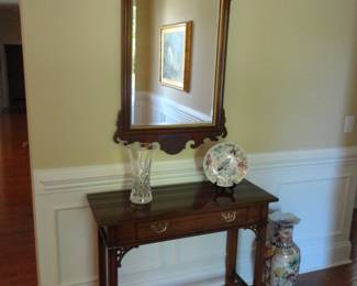 Chinese Moriage Gilt Vase (Satsuma Style) /Councill Craftsman Mirror and Console