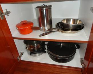 Orange Saucepan is by Michael Lax Emaneled Cast Iron from Denmark