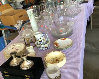 Nice cut glass, antique dishes
