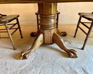 Claw footed oak dining table
