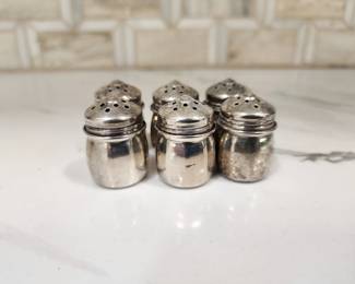 STERLING SALT SHAKERS SET OF 6