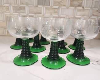 10 ETCHED VINTAGE LIBBY GLASSES