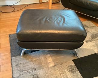 Black Leather Foot Stool