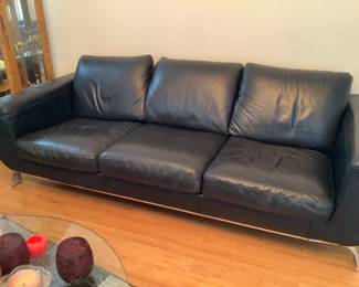 Contemporary Black Leather Sofa