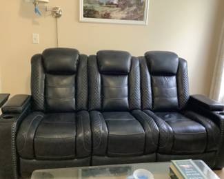 Black Leather Power Reclining Sofa