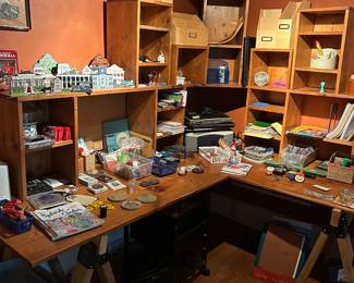 corner desk and shelves