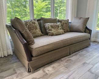 Huntington House Upholstered Leather Arm Lined Sofa (102"W x 48"D x 42" Back Height)