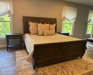 Legends Furniture Eastern King Sleigh Bed (65" Headboard Height x 32" Footboard Height x 81"W) with Legends Furniture 1 Drawer Side Table (17"D x 30"W x 30"H / Pair)