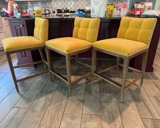 Frontgate Tufted Suede Bar Height Chairs (21"W x 24"D x 35" Back Height / 3 Total)