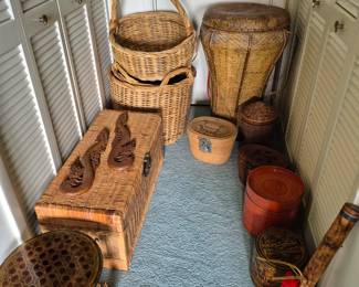 Hand woven baskets and trunk