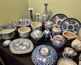 Blue white antique and vintage Asian porcelain
