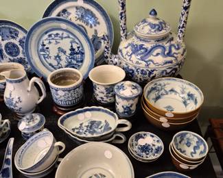 Blue white antique and vintage Asian porcelain