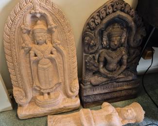 Heavy Asian sandstone statues