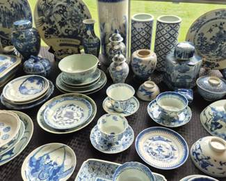 Blue white antique and vintage Asian porcelain