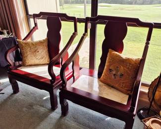 Rosewood Asian Emperor Style Chairs