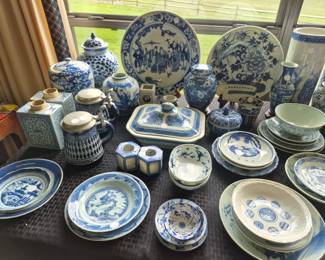 Blue white antique and vintage Asian porcelain