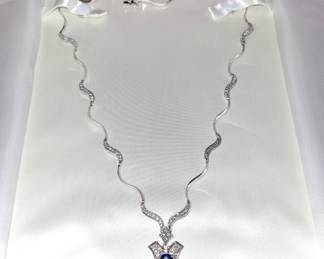 Gorgeous 18k Diamond and 1.5 Carat Sapphire 8 color Necklace