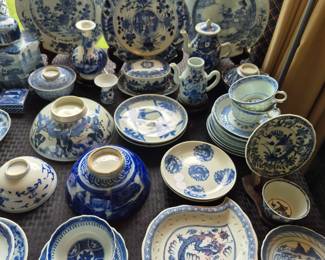 Blue white antique and vintage Asian porcelain