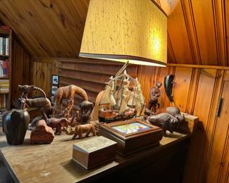 Wooden Animals, Boxes, Ship Lamp