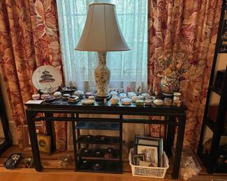 Trinket Boxes, Lamp, Long Table