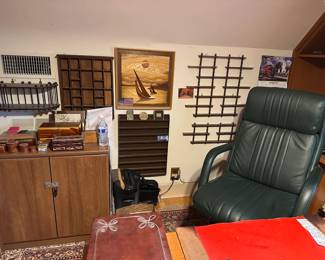 Knick Knack Shelves, Wooden Boxes, Office Chair