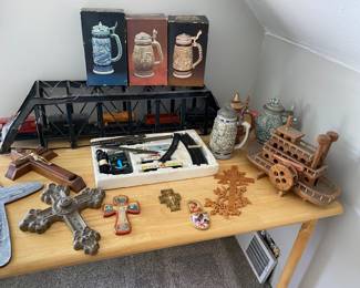 Steins , religious items, trains