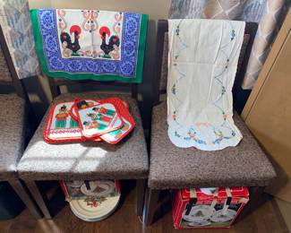 Assorted kitchen linen - set ofm4 upholstered dining chairs