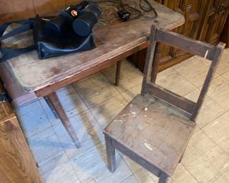 Antique child’s table and chair