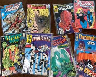 Spider-Man and Batman among other comic books