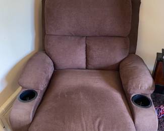 Super comfy recliner with double drink holders!