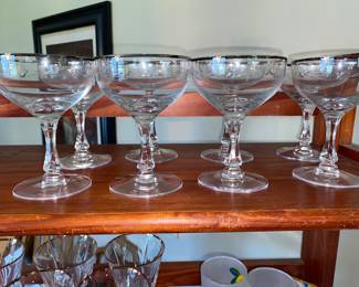 Gold rimmed coupe cocktail glasses