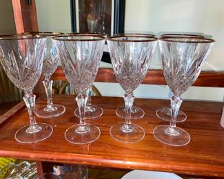 Gold rimmed wine glasses