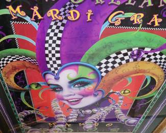 Hand decorated framed Mardi Gras poster