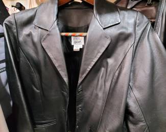 Lady's Size S Leather coats, some with silk lining. Several coats in collection