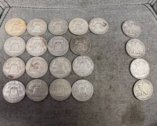 17 Franklin Half Dollars 4 Walking Liberty Half Dollars