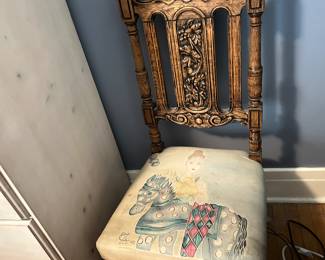 Spanish chair, hand painted fabric
There are two of these