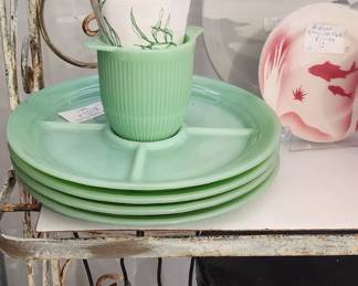 Fireking Jadeite, Antique Doll Furniture, Vintage Airbrush Restaurant Plates