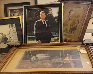 Antique frames, prints , autogrphed photos, etc