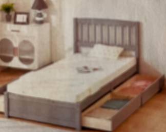This twin bed with trundle storage has not been assembled and is for sal! Also have brand new twin foam mattress still in box! Great price!