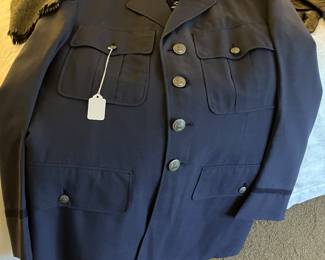 Military cap, jacket, pants, and tie
