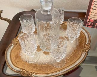 Crystal decanter with matching glasses