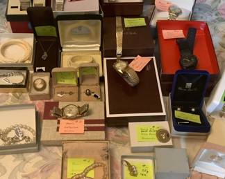 Jewelry, vintage watches (Omega Constellation, LeCoultre, Seiko, Longines, Bulova, Ladies Omega)