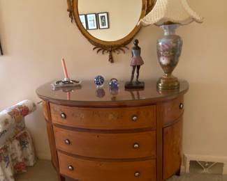 Demilune figural inlaid bureau